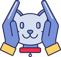 illustration av katt vård hand färgrik ikon. vektor