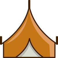 platt stil tält ikon eller symbol i orange Färg. vektor