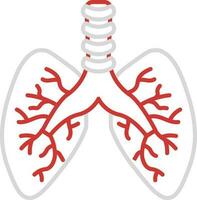 Schlaganfall Stil Lunge Mensch Organ Symbol im rot und grau Farbe. vektor