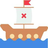 Kreuz Symbol segeln Boot im Wasser bunt Symbol. vektor