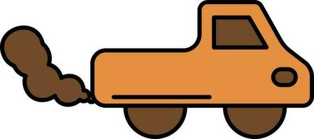 Abschleppen LKW Ausflug Rauch braun und Orange Symbol im eben Stil. vektor