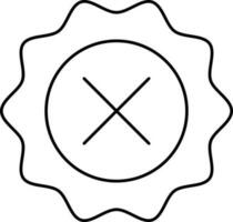 Kreuz Kennzeichen mit Siegel Symbol im schwarz Linie Kunst. vektor