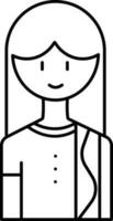 isoliert jung Karikatur Frau schwarz Schlaganfall Symbol. vektor