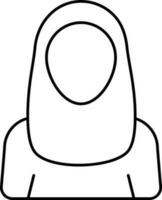 ansiktslös tecknad serie muslim lady svart översikt ikon. vektor