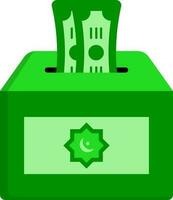pengar donation låda för allah ikon i grön Färg. vektor