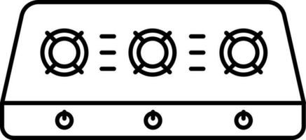 drei Brenner Gas Herd Symbol im schwarz Umriss. vektor