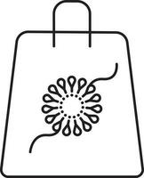 isolerat bära väska med rakhi ikon i svart linje konst. vektor