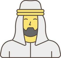 Karikatur Saudi arabisch Mann Weiß und Gelb Symbol. vektor