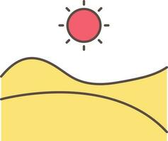 Wüste Landschaft mit Sonne Symbol im Gelb und rot Farbe. vektor