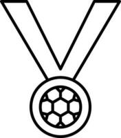 Fußball Medaille mit Band dünn Linie Kunst Symbol. vektor