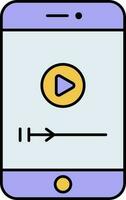halt Video im Smartphone Bildschirm Gelb und Blau Symbol. vektor