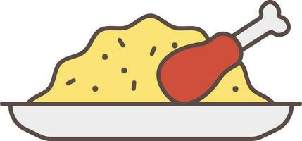 majboos maträtt tallrik platt ikon i gul och röd Färg. vektor