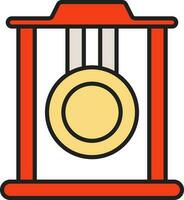 platt stil gong ikon i röd och gul Färg. vektor