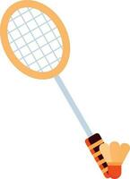 Badminton Schläger mit Schwanz eben Symbol im Orange Farbe. vektor