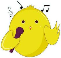 Singen süß Gelb Vogel durch Mikrofon eben Element. vektor