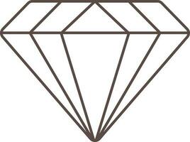 isolerat diamant ikon i brun linje konst. vektor