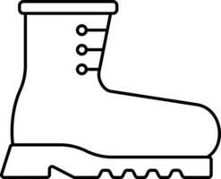 isoliert Stiefel Symbol im schwarz dünn Linie Kunst. vektor