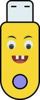 skrattande tecknad serie ansikte penna kör gul ikon. vektor