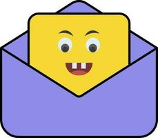 Lachen Gesicht Briefumschlag Symbol im Gelb und lila Farbe. vektor