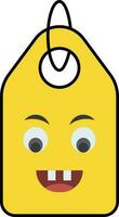 komisch Gesicht Etikett Symbol im Gelb Farbe. vektor