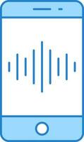 Klang Welle im Clever Telefon Bildschirm Blau und Weiß Symbol. vektor