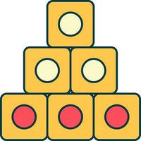 geometrisk leksak kuber ikon i röd och gul Färg. vektor