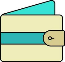 blaugrün und Gelb Brieftasche Symbol im eben Stil. vektor