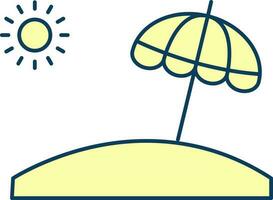 Sonne mit Regenschirm Strand Aussicht Symbol im Gelb Farbe. vektor