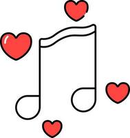 Liebe Musik- oder Lied Symbol im rot und schwarz Farbe. vektor