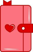 rot Herz auf Buch oder Tagebuch Symbol im eben Stil. vektor