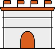 Flagge dekoriert Gebäude Symbol im grau und Orange Farbe. vektor