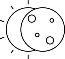 svart översikt illustration av sol- förmörkelse ikon. vektor