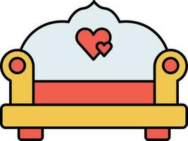dubbel- hjärta soffa tricolor ikon i platt stil. vektor