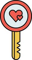 dubbel- hjärta nyckel röd och gul ikon. vektor
