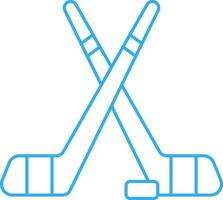 blå översikt illustration av korsa hockey pinne veke med puck ikon. vektor