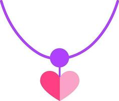 Herz gestalten Anhänger Halskette Symbol im Rosa Farbe. vektor