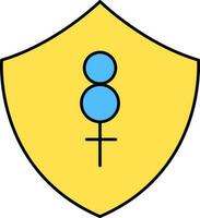 weiblich Geschlecht Symbol Schild Symbol im Blau und Gelb Farbe. vektor