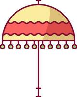 platt stil traditionell paraply gul och röd ikon. vektor