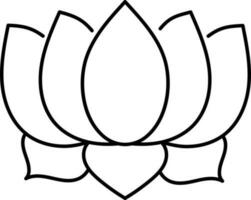 isolerat lotus platt ikon eller symbol i tunn linje konst. vektor