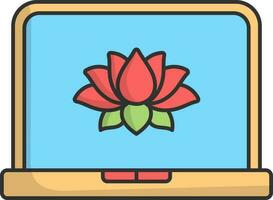 Illustration von Lotus Blume auf Laptop Symbol im eben Stil. vektor