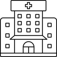 schwarz Gliederung Illustration von Krankenhaus Gebäude Symbol. vektor