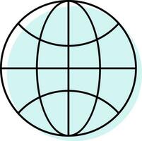 Blau Draht Rahmen Globus Symbol im eben Stil. vektor