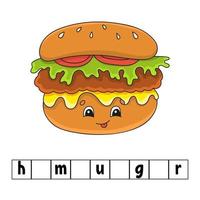 Worte niedlichen Puzzle Hamburger vektor