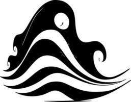 vågor, svart och vit vektor illustration