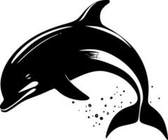 delfin - svart och vit isolerat ikon - vektor illustration