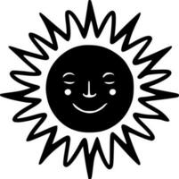 Sol - svart och vit isolerat ikon - vektor illustration
