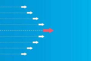 Führung oder andere Konzepte mit Richtungen fliegen Insekten rotes und weißes Papier und Routenlinien auf einem blauen Hintergrund vektor