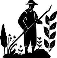 Gartenarbeit - - minimalistisch und eben Logo - - Vektor Illustration