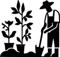 trädgårdsarbete - svart och vit isolerat ikon - vektor illustration