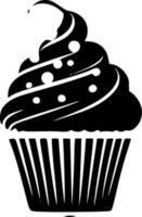 Cupcake - - schwarz und Weiß isoliert Symbol - - Vektor Illustration